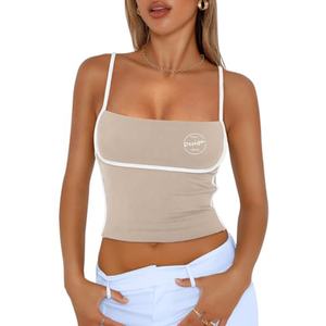 Verano personalizado alto estiramiento mujer verano chaleco Crop Tank Top para mujer sin mangas 100% algodón estampado diseño camisetas sin mangas - Product Image 5