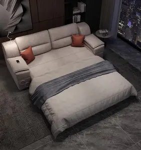 Modern bej kanepe yeni tasarım oturma odası çekyat 1 çift kişilik yatak seti çekyat