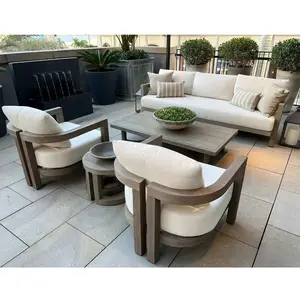 Großhandel Werkshersteller Gartensofa Couch modernes Teakholz-Patio-Outdoor-Möbel-Set