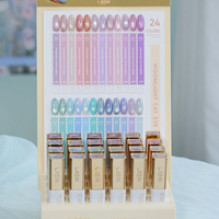 LADAI Small Gold Tube Moonlight Cat Eye Nail Gel 24 Color Collection, Shiny Crystal Magnetic UV Gel Polish Bulk Supply