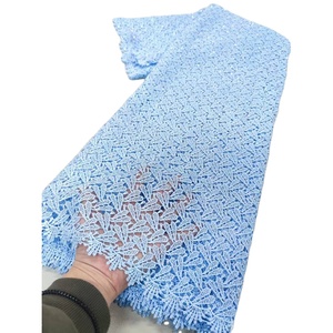 Tela de Encaje <span class=keywords><strong>Guipur</strong></span> Africano Sinya <span class=keywords><strong>con</strong></span> Pedrería, 5 Yardas, Encaje de Cordón Pesado de Lujo de Alta Calidad para Vestidos de Fiesta y Bodas - Product Image 1