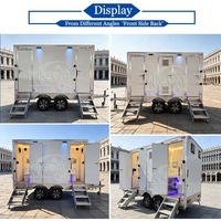 Promotion : Remorque Sanitaire Mobile de Luxe à 4 Cabines, à Double Essieu, avec Éclairage LED et Évier, Idéale pour Événements Extérieurs et Mariages