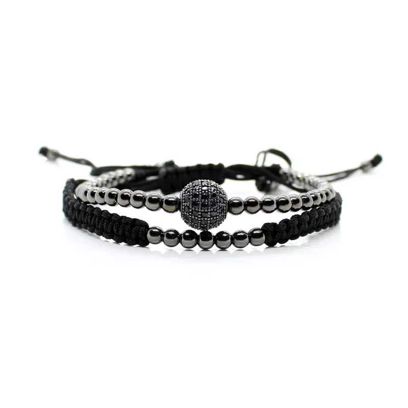 Or Couple Bracelet Perles Hommes Bileklik Bijoux Bracelets Réglables Pour Femmes Pulseira Masculina CZ Boule Brassard Bracelets