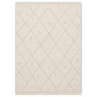 Tapis marocain tissé à la main Medina - Motif diamant |   Ivoire et crème avec franges |   Mélange de laine et de coton |   Tailles personnalisées disponibles