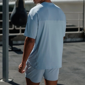 Custom <strong>88</strong>% <strong>Polyester</strong> <strong>12</strong>% <strong>Elastane</strong> Reflective Logo Tshirts Side Split Mesh Panelling Oversized Training Tshirts for Men - Product Image 3