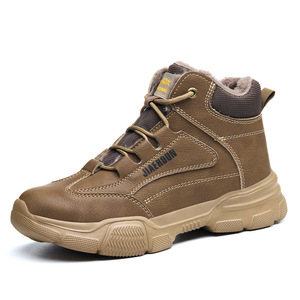 Men's Winter Safety Boots Oxford Microfiber Leather Plush Lining Anti Slip Work Shoes - Product Image 1