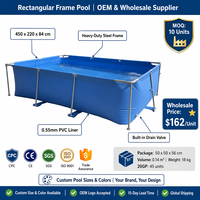 Piscine hors sol rectangulaire portable en PVC durable avec structure en acier, ensemble complet avec pompe, échelle et couverture pour la famille et les enfants, idéale pour l'extérieur