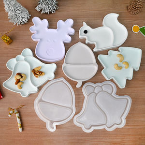 DM1023 DIY Arbre De Noël Assiette Résine Moules Elk Jingling Bell Fruit Plateau Plâtre Plaque De Stockage Moule Silicone Pour La Décoration De La Maison - Product Image 1