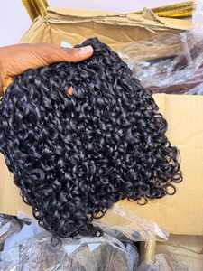 Extensions de cheveux brésiliens Funmi de qualité 12A, super double trame, cuticules alignées, boucles pixie Funmi, couleur noire naturelle - Product Image 1