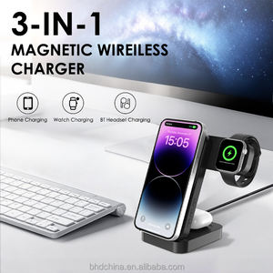 Chargeur sans fil magnétique 4 en 1 tendance 2025, réveil, station de charge rapide pour iWatch, pour <span class=keywords><strong>iPhone</strong></span> 12 13 14 15, pour écouteurs - Product Image 5