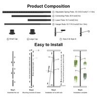 YIJIALE Colonne de Tension Moderne en Métal pour Jardin, Support de Pot de Fleurs 5H Réglable et Étanche avec Tailles Personnalisables