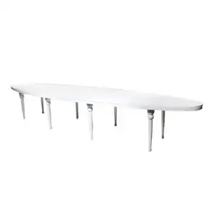 Stainless Steel Oval Dining Table White Mdf Banquet Event Wedding Table
