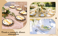 Assiettes de présentation classiques légères à décor gaufré 13 pouces, en plastique doré, pour décorations de table de mariage