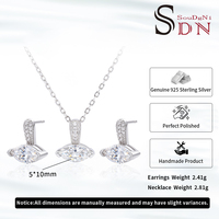 Ensemble de bijoux certifiés tendance en argent sterling 925 avec pendentif en moissanite marquise et boucles d'oreilles assorties pour femmes