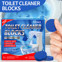 Pastilles nettoyantes pour toilettes transfrontalières, parfum citron bleu, éliminateur de taches d'acide urique, longue durée, lot de 12