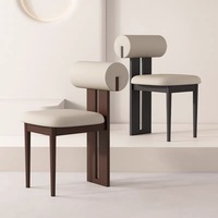Chaise de salle à manger moderne en bois massif avec revêtement en cuir, dossier ergonomique, imperméable et écologique pour la salle à manger à domicile