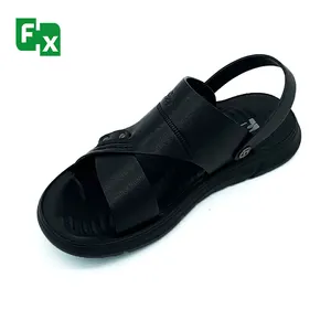 FUXIN รองเท้าแตะหนังพียูสำหรับผู้ชาย,รองเท้าเปิดส้นรองเท้าแตะสำหรับผู้ชายระบายอากาศได้ดีมีสไตล์รองเท้าแตะปิดนิ้วเท้าสำหรับฤดูร้อน