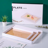 Plateau de service rectangulaire en mélamine, durable, de luxe léger, personnalisable, pour fruits, thé et desserts d'hôtel, vente en gros
