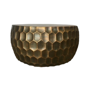 โต๊ะกาแฟวินเทจคลาสสิกลายนูนชุบทองสำหรับห้องนั่งเล่นบ้านหรูหราโต๊ะกลางดีไซน์โลหะแข็ง - Product Image 3