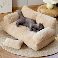 Lit pour chien et chat XL en fausse fourrure douce et 100% fibres de coton - Housse amovible lavable, coussin à haute résilience, design moderne