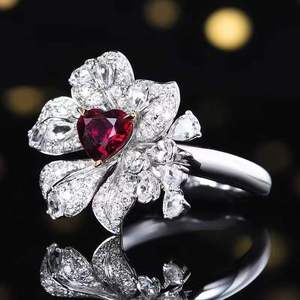 Unheated Ruby <b>Ring</b> 1.02ct Natural Gemstone 18K Solid Gold Set 79 <b>Diamonds</b> 11 White Sapphires Luxury Women Engagement Jewelry - Product Image 3