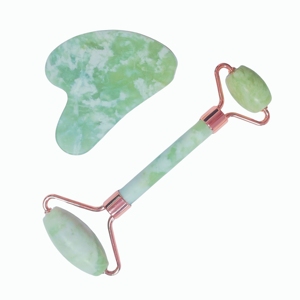 Outil de massage populaire pour les soins de la peau : rouleau et planche de raclage en pierre verte - Product Image 4