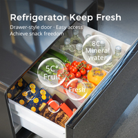 Table de salon Primst Black Mini Fridge 65L avec tiroir réfrigérateur intégré pour chambre à coucher et salon