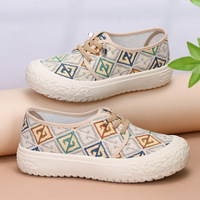 Chaussures de pêcheur pour femmes, printemps/automne, respirantes, décontractées, en toile, semelle extérieure en caoutchouc, doublure en tissu, chaussures paresseuses à enfiler, semelle épaisse, pour étudiantes