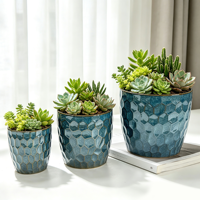 Ensemble de 3 pots de fleurs en céramique à glaçure réactive, style nordique moderne, pour intérieur et extérieur