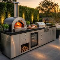 Meubles de cuisine extérieure sur mesure, cuisine modulaire de jardin, armoire en acier inoxydable, îlot barbecue, plan de travail en pierre