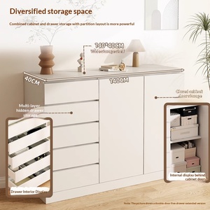 Credenza Moderna Semplice in Legno <span class=keywords><strong>Bianco</strong></span>, Mobile Contenitore per Soggiorno, Camera da Letto, Organizzazione Domestica - Product Image 2