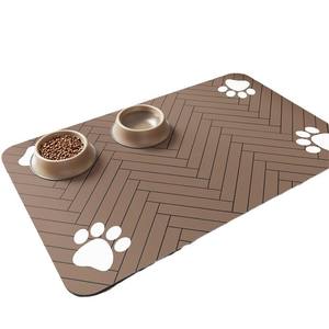Tapis d'alimentation absorbant pour chaton, tapis imperméable pour les bols <span class=keywords><strong>de</strong></span> nourriture et d'eau pour chiens et chats, dos en caoutchouc à séchage rapide - Product Image 1