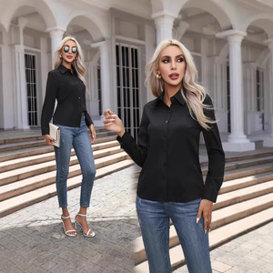 Damen Slim Fit Langarm-Hemdbluse mit Knöpfen, eleganter Kragen, Büro- und Freizeitbluse - Product Image 4