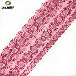 DIY Accessoire de Robe Africaine Broderie <span class=keywords><strong>DMC</strong></span> Fleur Organza Dentelle Garniture Couleur Polyester Tissu à Coudre - Product Image 1