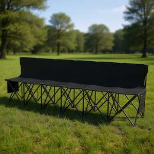 Banco Plegable Portátil para Exteriores de 6 Plazas con Respaldo, Marco de Aluminio, Tela Oxford, Silla de Jardín para Camping - Product Image 2