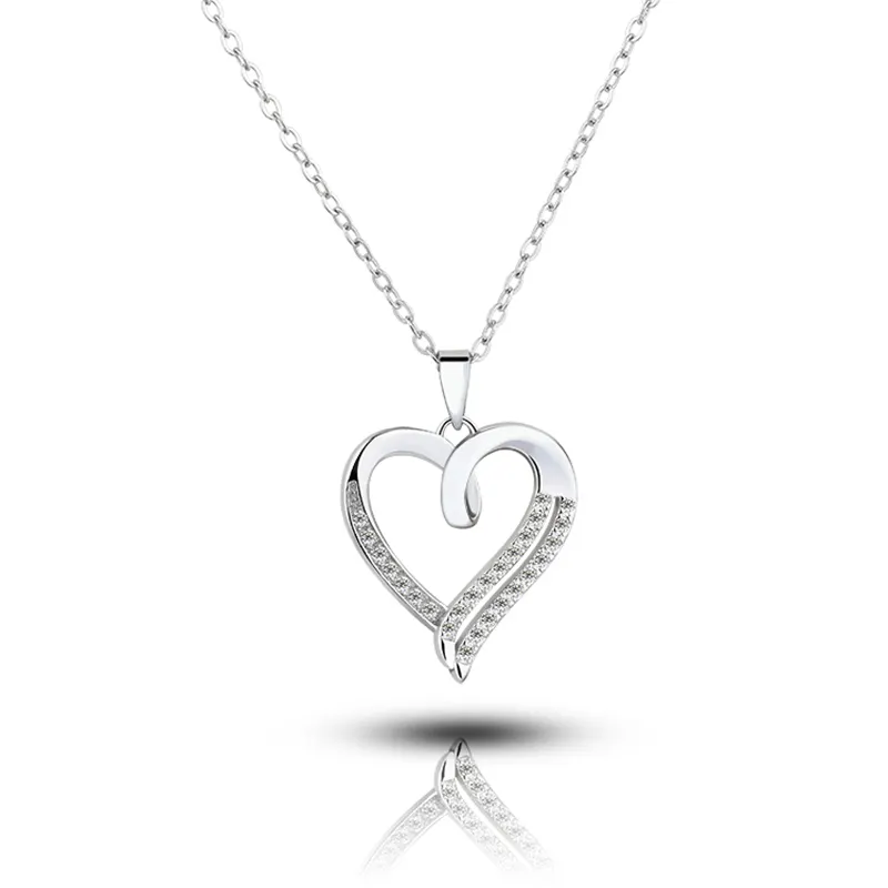 Wholesale Jewelry Luxury Necklace Pendant Shape Silver Sterling 925 Heart Zirconia Necklace