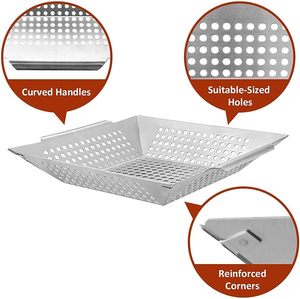 Panier de cuisson pour l'extérieur, panier de cuisson en acier inoxydable de qualité supérieure, accessoires de barbecue parfaits pour le poisson, les crevettes, les brochettes - Product Image 4