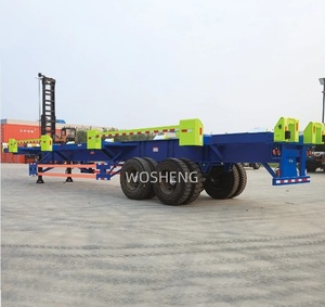 2 เพลา 20FT 40FT ท่าเรือการขนส่งรวมท่าเรือพอร์ตฟังก์ชั่นอย่างกว้างขวางรถบรรทุกกึ่งลากจูงโครงกระดูกรถพ่วงคอนเทนเนอร์ - Product Image 6