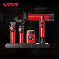 Kit de Barbería Profesional VGR 4 en 1, Combo USB 11000 RPM, Afeitadora de Barba, Recortadora de Cabello, Secador, Pantalla LCD, Juego Completo