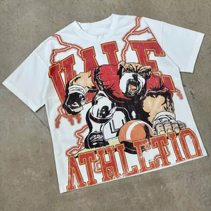 Özel Tasarım Rhinestone İşlemeli Vintage Asit Yıkama Tişört Yuvarlak Yaka Ağır Kumaş 300 GSM Pamuklu Dtg Baskılı Bol Kesim Kırpılmış Grafik Tişört Erkek - Product Image 3