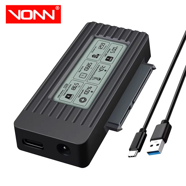 High Speed 5Gbps Data Display Type-c USB3.2 to SATA Adapter HDD SSD Enclosure LCD Digital Screen for Mobile Phone Computer
