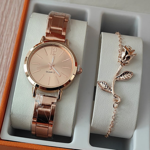 Xu hướng sản phẩm 2025 New arrivals tối giản thời trang vòng thép dây đeo 2 cái/bộ của phụ nữ Đồng hồ - Product Image 5