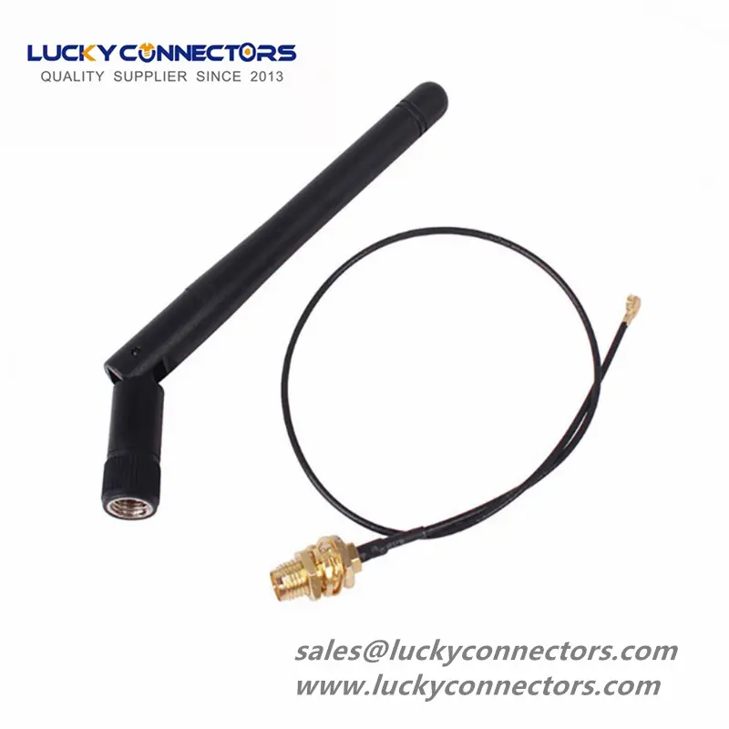 Wifi Antenna 2.4Ghz 3dbi Omni RP SMA male rubber duck antenna with ufl connector