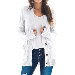Solid Color Pockets Casual Women <b>Cardigan</b> <b>Sweater</b> Coat Fashion - Product Image 4