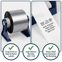Pita Resin yang Dapat Dicuci untuk Label Pakaian 30mm 110mm Pita Tinta Transfer Termal Tahan Cuci Kering Printer Label Tekstil