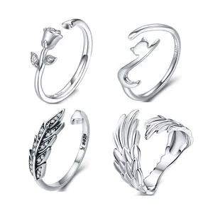 Qings Unieke Stijl Open Ring 925 Sterling Zilveren Ring Voor Meisjes