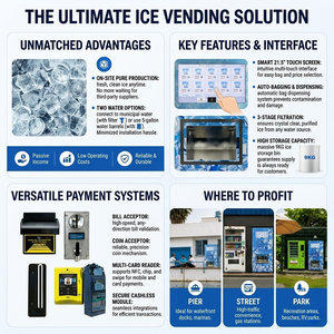 Máquinas Expendedoras de Hielo en Cubos con Embolsado Automático, Kiosco de Autoservicio Comercial, Dispensador de Hielo Automático que Funciona con Monedas - Product Image 6
