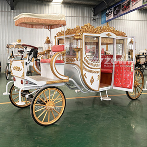 Élégante calèche royale ouverte de style princesse, chariot rétro idéal pour les séances photo de mariage en extérieur et les célébrations de carnaval - Product Image 2