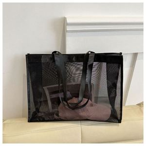 Bolso de mano transparente de malla, bolso de mano transparente de gran capacidad para viajes de compras en la playa - Product Image 2