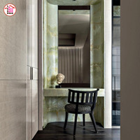 Diapositives de pierre de Jade en marbre vert naturel, panneau mural en carrelage, Onyx vert clair, prix d'usine
